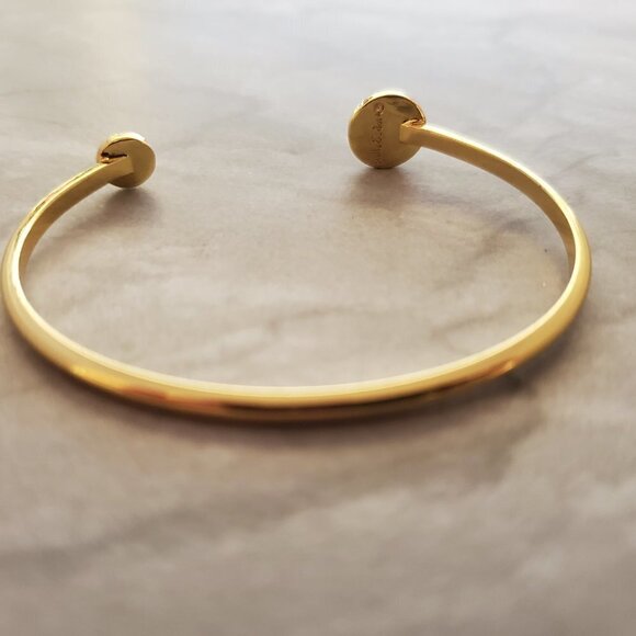 ✨ Stella and Dot Rhinestone Crystal Pave Gold Disk Cuff Bracelet Minimalist ✨ - Picture 6 of 9